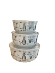 Set of 3 Beatrix Potter Peter Rabbit Serving Bowl/Food Storage w/ Vent Lids