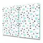 Glass Induction Ceramic Hob Cover Hand drawn retro blue and black 2x30x52