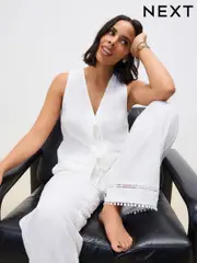 White Tie Front Sleeveless Top (AG3729) | $49