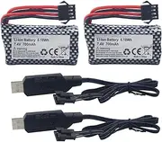 2PCS 7.4V 700mah Lithium Battery with USB Charging Cable Suitable for HJ812 HJ811 RC Remote Control Ship High-Speed Electric Fast Boat Battery with SM-4P Plug
