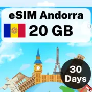 eSIM Andorra - 20 GB - 30 Days - Travel eSIM | QR code activation