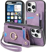 Generic Leather FLIP Magnetic Back Cover Case for iPhone 15 (Color: Purple)
