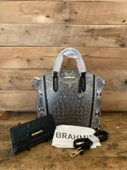 Brahmin Large Duxbury Steel Fontaine Leather Satchel & Cordelia Wallet--NWT