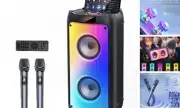 Karaoke Machine with 2 Wireless Microphones, Portable Bluetooth Speaker for