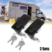 2 Set Paddle Latch Compression Lock and Keys Black for Tool Box Truck RV Trailer