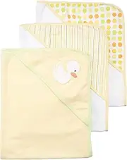 Spasilk Hooded Towel Set for Newborn Boys and Girls, Soft Terry Towel Set, Pack of 3, Yellow Duck