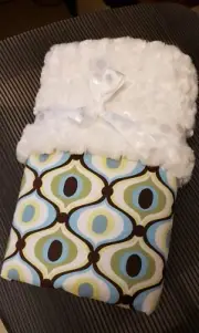 Plush Baby Security Stroller Blanket Retro Design & Minky Chenille Fabric SALE