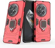 Case for OnePlus 12,Hybrid Heavy Duty Protection Shockproof Defender Kickstand Armor Case Cover,Red