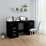 Desk, Black 140x50x76 cm Engineered Wood, Ideal Office Computer Table, Easy to Clean, Home Study and Work Stand