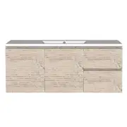 Forme 1200mm Light Ash Mont Albert Wallhung Vanity With Porcelain Top - RH Drawers