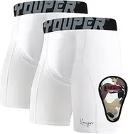 [Youper] Youth Boys Compression Sliding Shorts with Soft Protective Cup for Baseball Football Hockey (2-Pack)