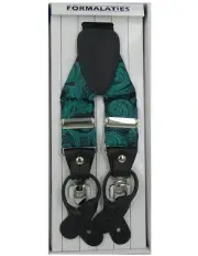 [Formalaties] Paisley Tapestry Premium Convertible Suspenders Braces Y Back in Jade