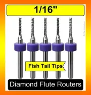 1/16" Router Bits Carbide .315" Depth Diamond Flute 5 PCS G10 FR4 PCB CNC R132