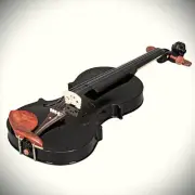 Full-Size 4/4 Black Sparkle Violin with Redwood Chinrest, Air-Dried Spruce Top