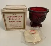Vintage Avon 1876 Cape Cod Collection Ruby Red Glass Sugar Bowl with Sachets