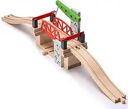 SainSmart Jr. Wooden Train Set Accessories, Moveable Lifting Bridge Set with Track for Kids Compatible with Thomas, Brio, Chuggington, Melissa and Doug