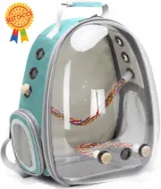Bird Backpack Carrier Cage Space Capsule Window for Parakeet Budgie Parrot Green