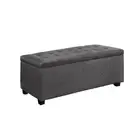 Artiss Blanket Box Storage Ottoman Linen Fabric Foot Stool Chest Bed Grey New