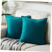 2 Packs Premium Faux Suede Decorative Throw Pillow 24" x 24" (Pack of 2) Teal