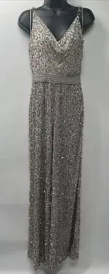 Alice + Olivia Women's Dove Grey RISKA EMBELLISHED V NECK CHAIN STRAP JUMPSUIT 4