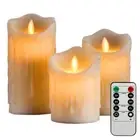 3Pcs Flameless Candles Battery Operated LED Flickering Flame Remote & Timer•⤵