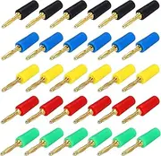 uxcell 30 Pcs 2mm Banana Plugs, 10A 6mm OD 26.5mm Length Speaker Wire Cable Plugs Connectors, Banana Jack Connector for Speaker Wire Audio Cable, 5 Colors