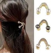 LeoLeoyy 3 Pcs Small Shaped Hair Claw Clips for High Ponytail Rhinestone Shark Hair Clips for Women Geometric Triangle Rhinestone Hairpin Fashion Hair Accessories