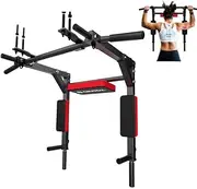 CRYSTAL FIT Wall Mounted Pull Up Bar for Doorway, Multifunctional Chin Up Bar Thickened Steel Supports to 440 Lbs, Indoor Pullup Bar/Upgrade Exercise Bar for Home Workout Portable