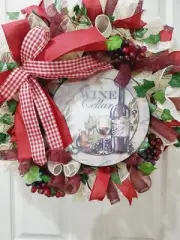 Handmade, Grape Wine Wreath, Deco Mesh, Kitchen Décor, Burgundy, Home Decor
