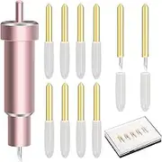 1+10P Premium Fine Point Blade with Housing, Luxiv Fine Point Blade for Cricut Explore Air 1/2/3, 10P Replacement Blade for Cricut Maker, Maker 3 with Housing for Cutting Film, Vinyl, Sticker (Gold)