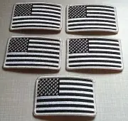 5 UNITED STATES Flag Military Patch With VELCRO® Brand Fastener B & W Version #3