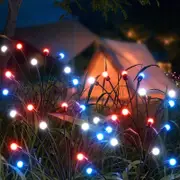 Solar Garden Lights 2Pcs 8LED Solar Powered Firefly Light Ground Patio Stake Walkway Lamp Outdoor Garden Decor -Multicolor