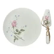 Mikasa Bone China Cake Plate & Server Set APRIL ROSE Brand New in Box Vintage