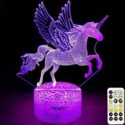 Unicorn Night Light for Kids,Dimmable LED Nightlight Bedside Lamp,Timer,7 Colors