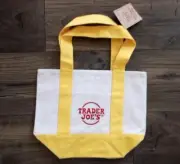 Trader Joe’s Mini Canvas Tote Bag Yellow Limited Edition New