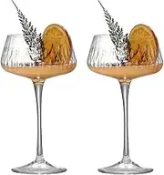 TINGJUNN 2 Piece Glass Cocktail Glasses for Home, Parties, Bars and Clubs. (B)