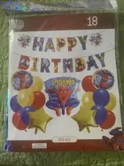 Spiderman Theme Birthday Party Decorate Supplies，Balloon and Banner Set