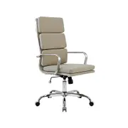 Furb Office Chair Executive High Back Silver Frame Beige Fabric