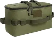 Foldable Camping Bag, Water Resistant Utensils Organizer, Portable Outdoor Storage, Canister Pot and Cookware, 34x17x19cm Ideal for Travel and Camping, Black. Cream, Army Green