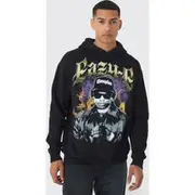 Mens Black Oversized Eazy E License Print Hoodie