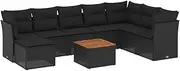 vidaxl - Poly Rattan Garden Sofa Set - 9 Piece Modular Black Outdoor Seating with Cushions - Storage Water-Resistant Patio Furniture Terrace Sofa