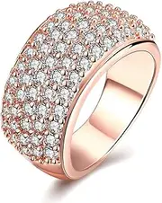 [Uloveido] Women's Gold Plated Eternity Wedding Band Simulated Diamond Cluster Rings Cubic Zirconia Pave Setting CR002