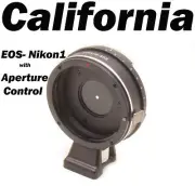 Canon EOS- Nikon 1 N1 Adapter Built in Aperture EF EF-S Mount Lens Camera J4 V5