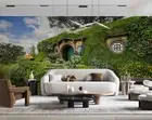 3D Grass House Steps Floral Wallpaper Wall Mural Removable Self-adhesive 26