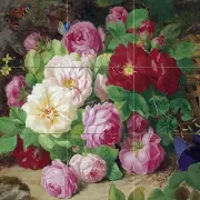 Bouquet of rose on the forest floor Tile Mural Kitchen Bathroom Backsplash 18x18