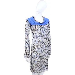 PHILOSOPHY-AF 藍色圓點印花長袖洋裝