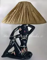 RAFFIA / RATTAN “Large” SHADE PERFECT FOR RARE BARSONY WHITE/BLACK LADY LAMPS