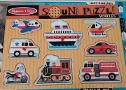 Melissa and Doug Wooden Sound Puzzle Vehicles Working