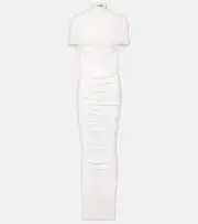 [Jean Paul Gaultier] Jean Paul Gaultier Fringed ruched jersey maxi dress AU 14 white