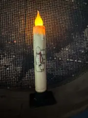 Primitive Handcrafted 7" Christmas Snowman Sheep/Tree Led Timer Taper Candle
